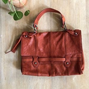 Andrew Marc Orange Leather Satchel Bag